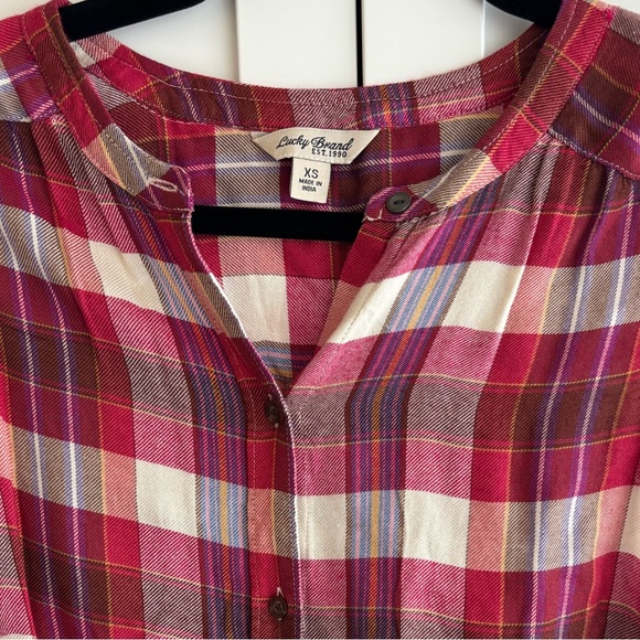 Lucky Brand Red and White Relaxed Button Down Shirt XS - Picture 3 of 4